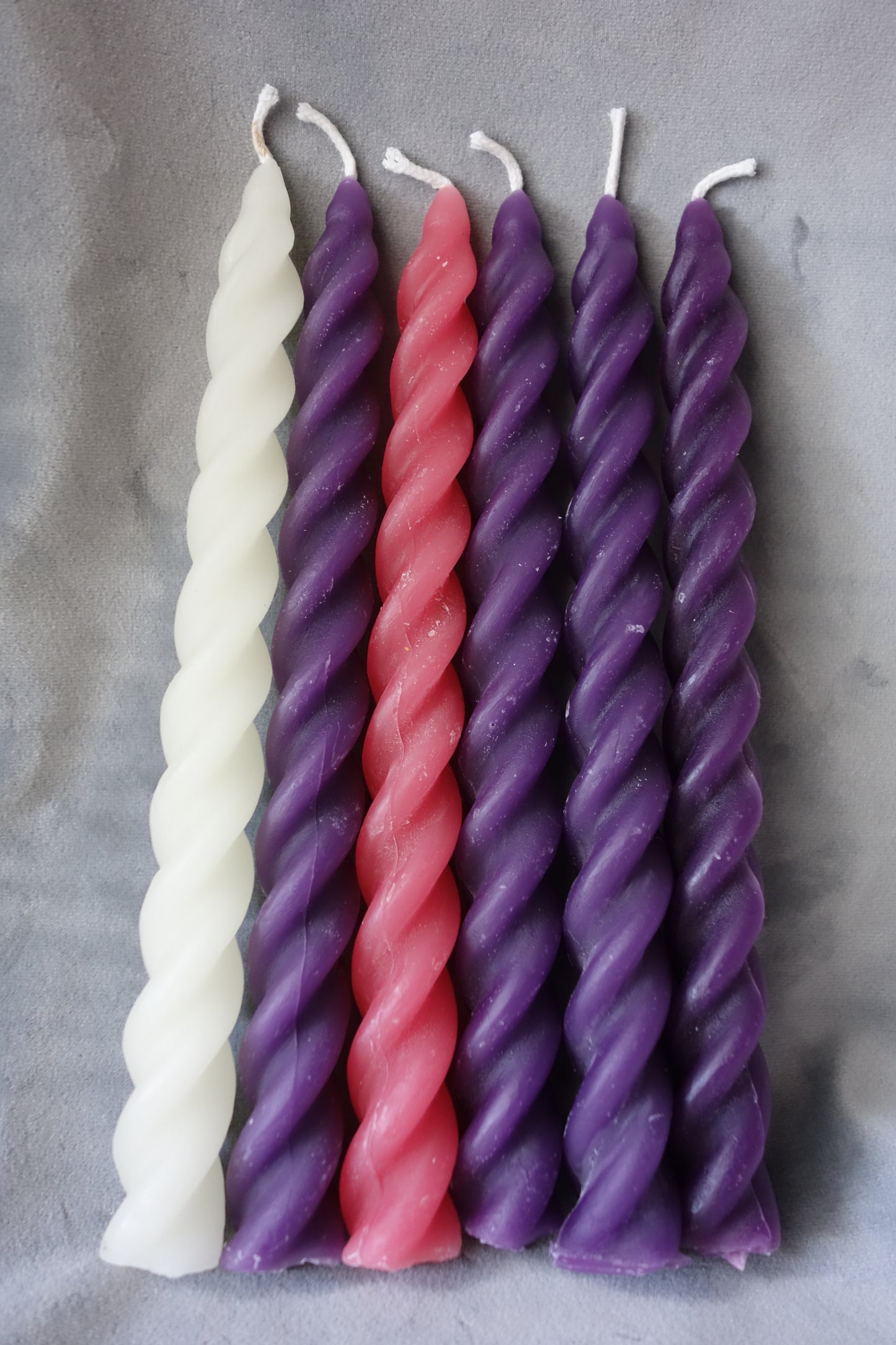 Advent candles pure beeswax twisted spiral candles 7.25 inches