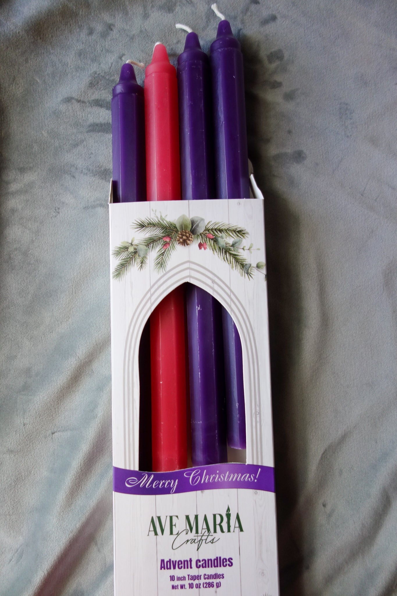 Octagonal Beeswax Advent Tapers, Set of Four 10 inch Candles