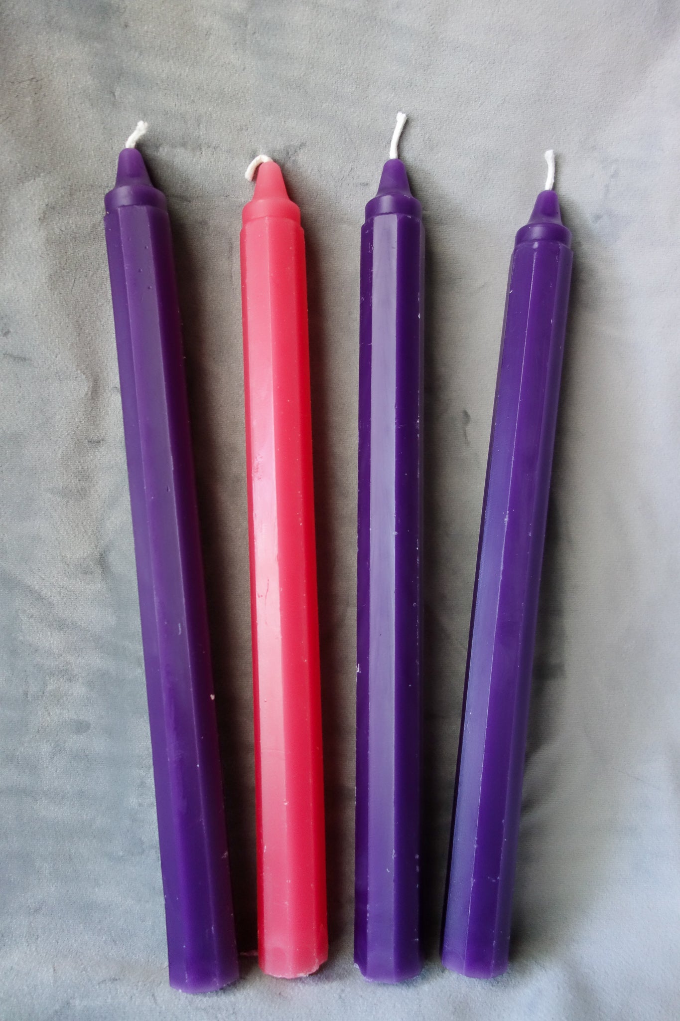 Octagonal Beeswax Advent Tapers, Set of Four 10 inch Candles