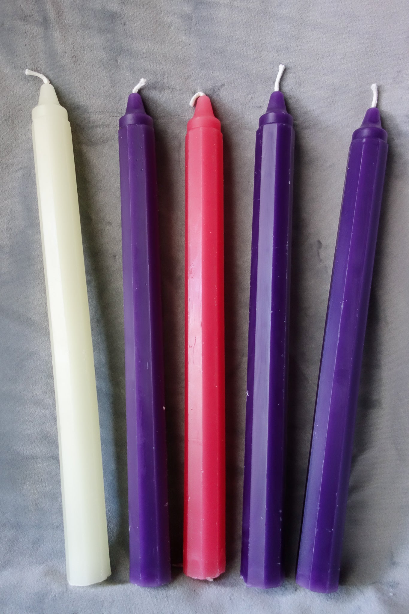 Octagonal Beeswax Advent Tapers, Set of Four 10 inch Candles