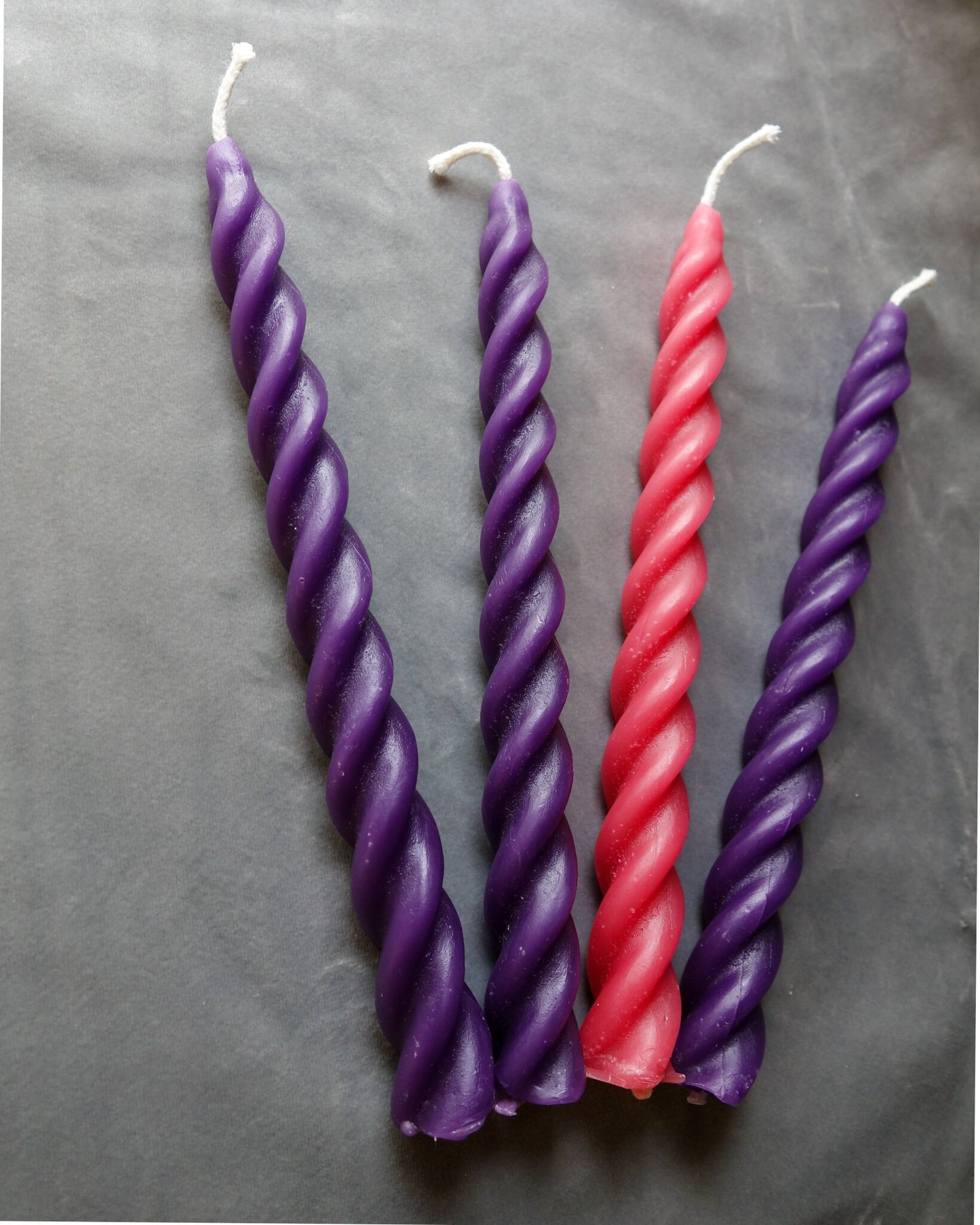 Advent candles pure beeswax twisted spiral candles 7.25 inches