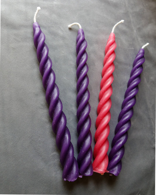 Advent candles pure beeswax twisted spiral candles 7.25 inches