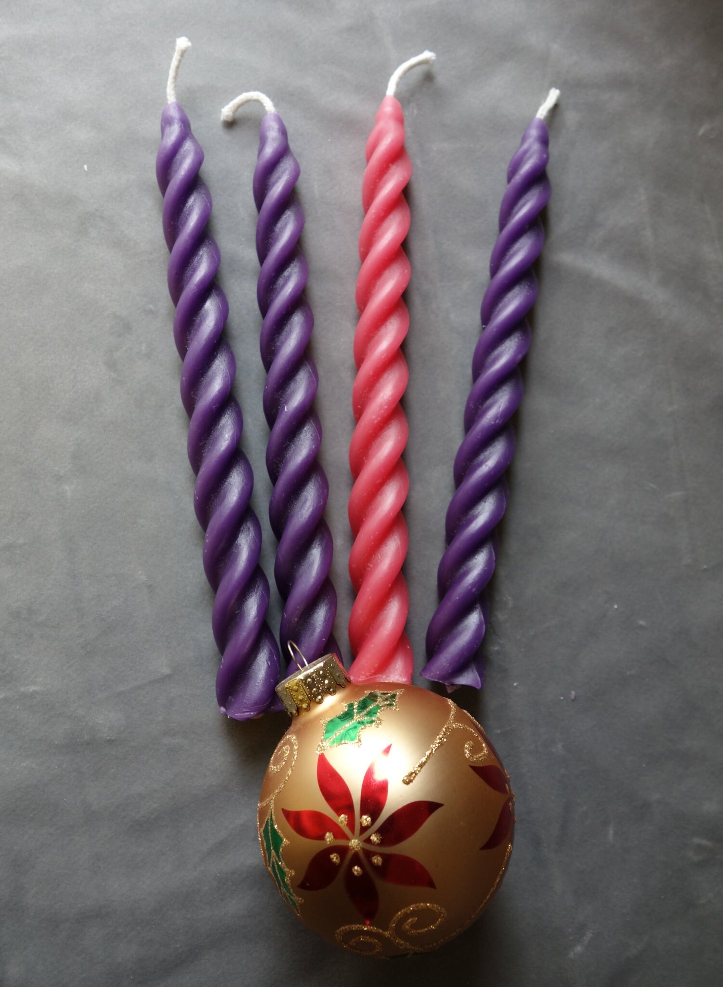 Advent candles pure beeswax twisted spiral candles 7.25 inches